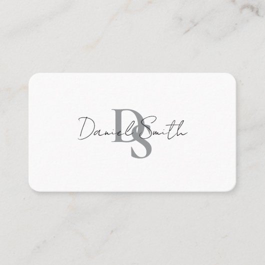 Simple Elegant Monogram Initial QRcode Black White Visitekaartje (Voorkant)