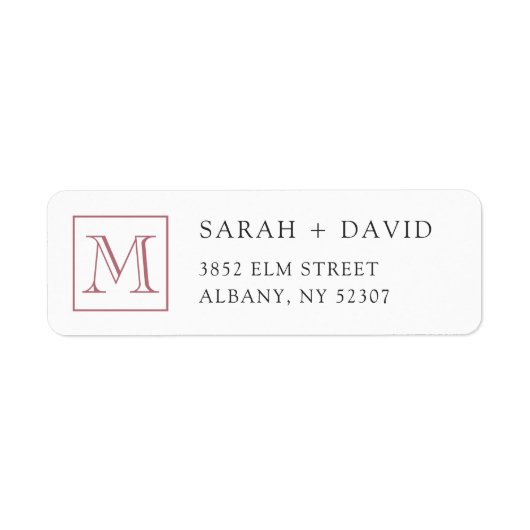 Simple Elegant Monogram Initial Return Address Etiket (Voorkant)