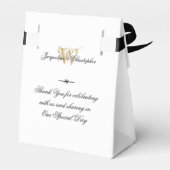 Simple Elegant Monogram White & Gold Chic Wedding Bedankdoosjes (Achterkant)