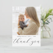 Simple Elegant One Photo Baby Shower Bedankkaart (Staand voorkant)