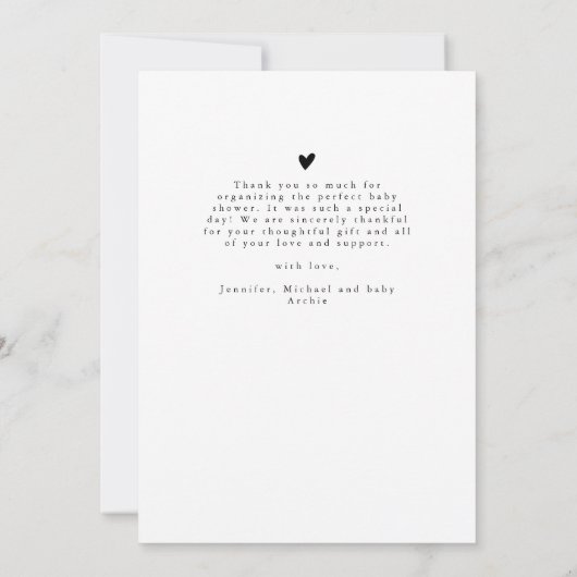 Simple Elegant One Photo Baby Shower Bedankkaart (Achterkant)