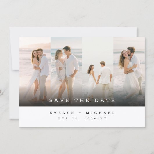 Simple Elegant Photo Collage Wedding Save The Date Kaart (Voorkant)
