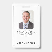 Simple elegant photo ID name tag  Badge (Voorkant)