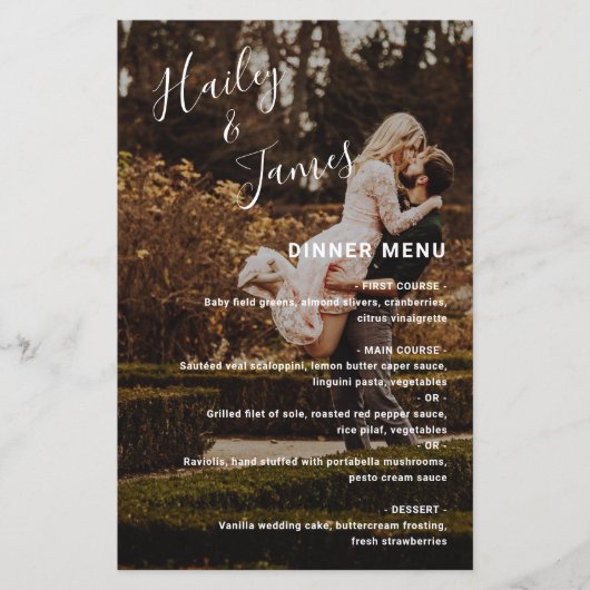Simple Elegant Photo Moderne Wedding Menu (Voorkant)