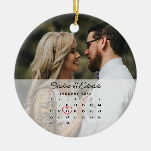 Simple Elegant Photo Wedding Jubileum Agenda Keramisch Ornament (Voorkant)