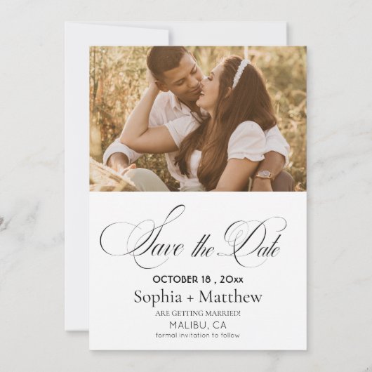 Simple Elegant Photo Wedding Save The Date (Achterkant)