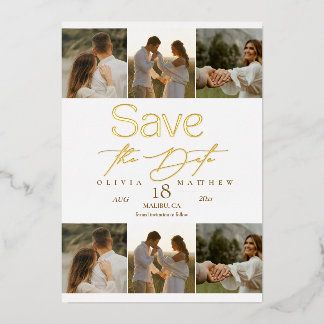 Simple Elegant Photo Wedding Save The Date Folie Uitnodiging