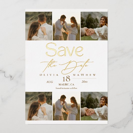 Simple Elegant Photo Wedding Save The Date Folie Uitnodiging (Voorkant)