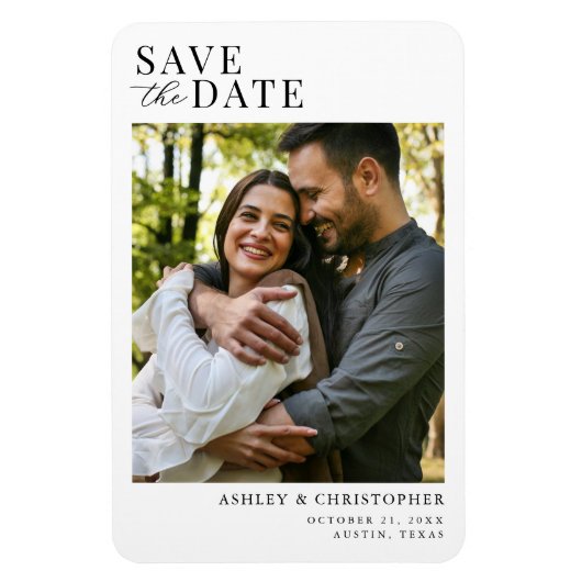 Simple Elegant Photo Wedding Save the Date Magneet (Verticaal)