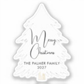 Simple Elegant Pine Tree Script Merry Christmas Sticker (Voorkant)
