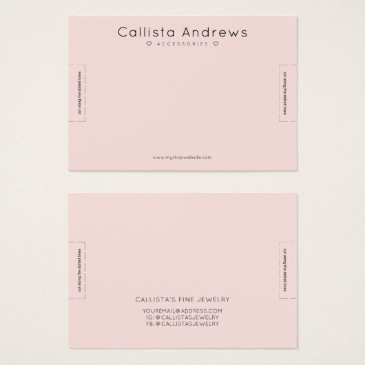 Simple Elegant Pink Black Hearts Bracelet Display Visitekaartje (Voorkant /achterkant)