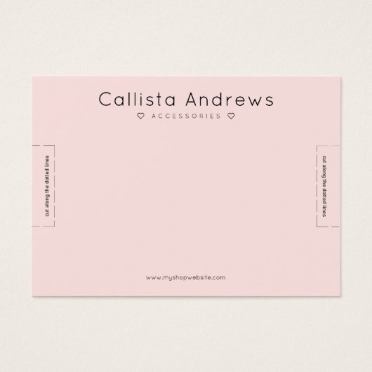 Simple Elegant Pink Black Hearts Bracelet Display Visitekaartje (Voorkant)