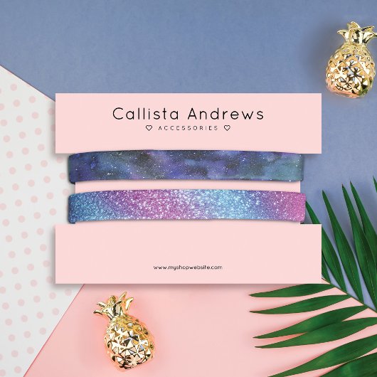 Simple Elegant Pink Black Hearts Bracelet Display Visitekaartje