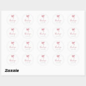 Simple Elegant Pink Girl Bow Baby Shower Ronde Sticker (Vel)