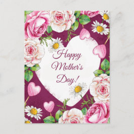 Simple Elegant Pink Nature Mother's Day  Feestdagenkaart