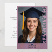 Simple Elegant Pink Photo Template Graduation Kaart (Voorkant / Achterkant)