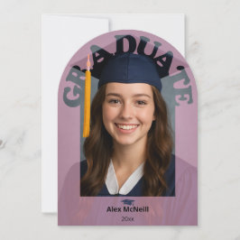 Simple Elegant Pink Round Photo Graduation Kaart