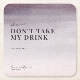 Simple Elegant Plum Ombre Waterverf Wedding Dance Kartonnen Onderzetters