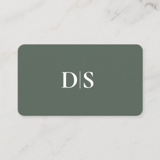 Simple Elegant Professionals Muted Green Initials Visitekaartje (Voorkant)