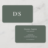 Simple Elegant Professionals Muted Green Initials Visitekaartje (Voorkant / Achterkant)