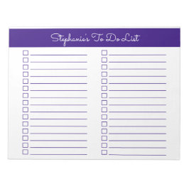 Simple Elegant Purple 8.5x11 Two Column Checklist Notitieblok