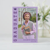 simple elegant purple graduation announcement  bedankkaart (Staand voorkant)