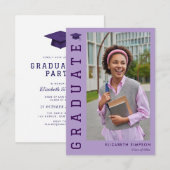simple elegant purple graduation announcement  bedankkaart (Voorkant / Achterkant)