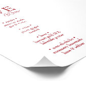 Simple Elegant Red Love Wedding Bar Sign Foto Afdruk (Hoek)