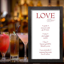 Simple Elegant Red Love Wedding Bar Sign Foto Afdruk