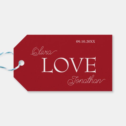Simple Elegant Red Love Wedding Cadeaulabel (Achterkant Horizontaal)