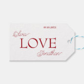 Simple Elegant Red Love Wedding Cadeaulabel (Voorkant (Horizontaal))
