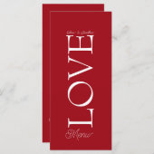 Simple Elegant Red Love Wedding Menu Card (Voorkant / Achterkant)