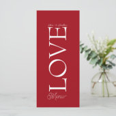 Simple Elegant Red Love Wedding Menu Card (Staand voorkant)