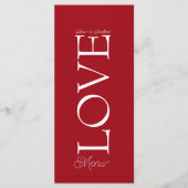 Simple Elegant Red Love Wedding Menu Card (Voorkant)