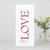 Simple Elegant Red Love Wedding Menu Card (Staand voorkant)