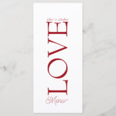 Simple Elegant Red Love Wedding Menu Card (Voorkant)