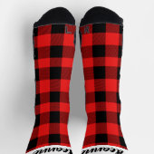 Simple Elegant Red Plaid Christmas Family Sokken (Top)