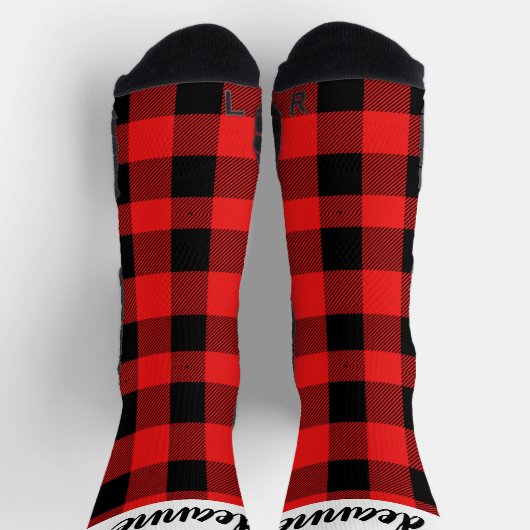 Simple Elegant Red Plaid Christmas Family Sokken (Top)