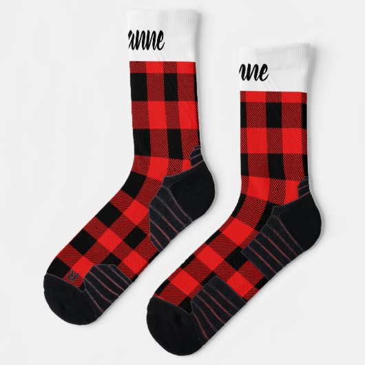 Simple Elegant Red Plaid Christmas Family Sokken (Links)