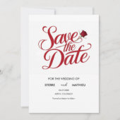 Simple Elegant Red Rose Wedding Save The Date (Voorkant)