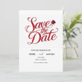 Simple Elegant Red Rose Wedding Save The Date (Staand voorkant)