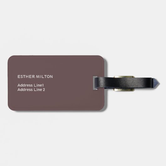 Simple Elegant Red Sangria Ombre Monogram Bagagelabel (Achterkant horizontaal)