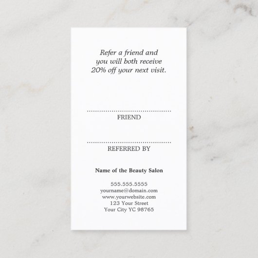 Simple Elegant Red White Reference Kaart (Achterkant)