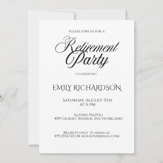 Simple Elegant Retirement Party Invitation Kaart (Voorkant)