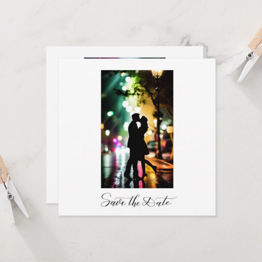 Simple Elegant Romantic Text Photo Black Script Kaart (Voorkant / Achterkant in situ)