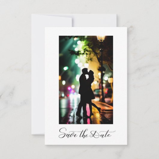 Simple Elegant Romantic Text Photo Black Script Save The Date (Voorkant)