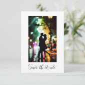 Simple Elegant Romantic Text Photo Black Script Save The Date (Staand voorkant)