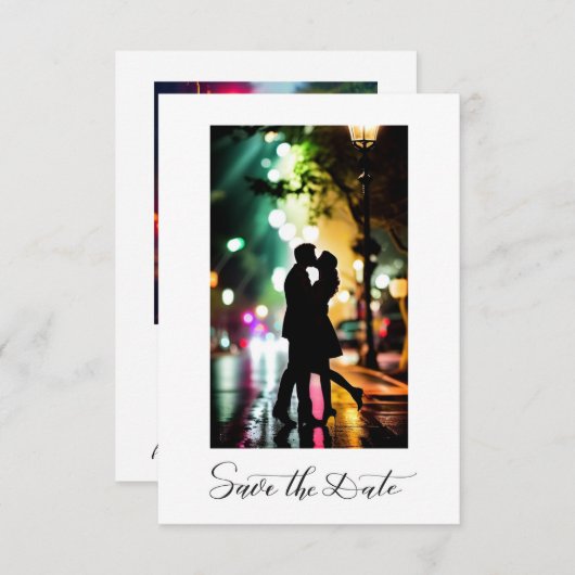 Simple Elegant Romantic Text Photo Black Script Save The Date (Voorkant / Achterkant)