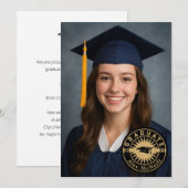Simple Elegant Round Emblem & Photo Graduation Kaart (Voorkant / Achterkant)