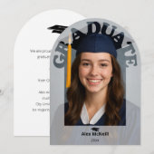 Simple Elegant Round Photo Graduation Kaart (Voorkant / Achterkant)